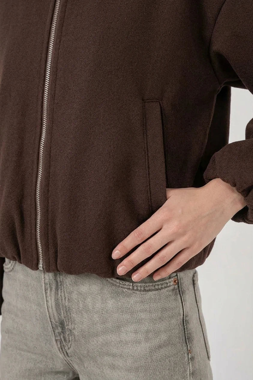 Kadın Gömlek Yaka Büzgülü Oversize Pamuklu Ceket