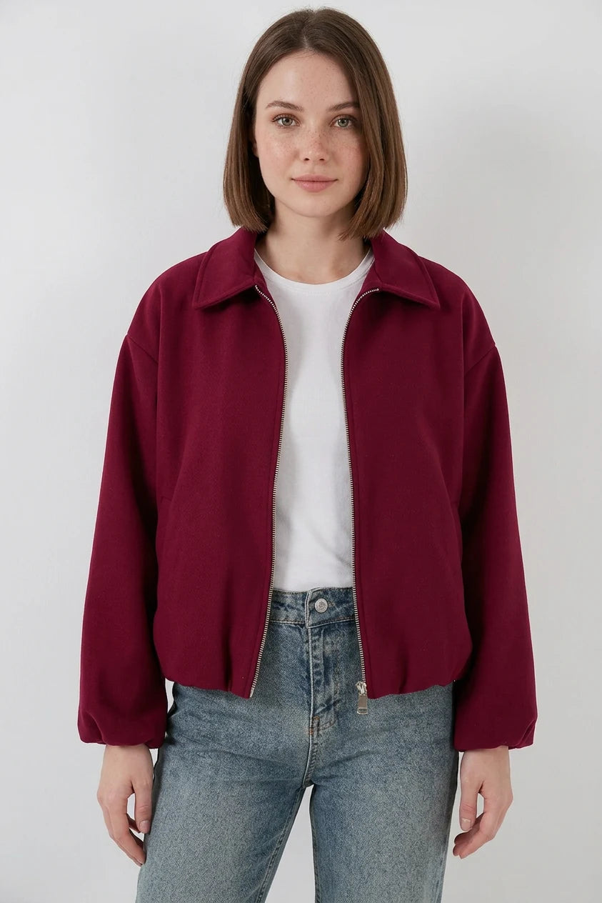 Kadın Gömlek Yaka Büzgülü Oversize Pamuklu Ceket