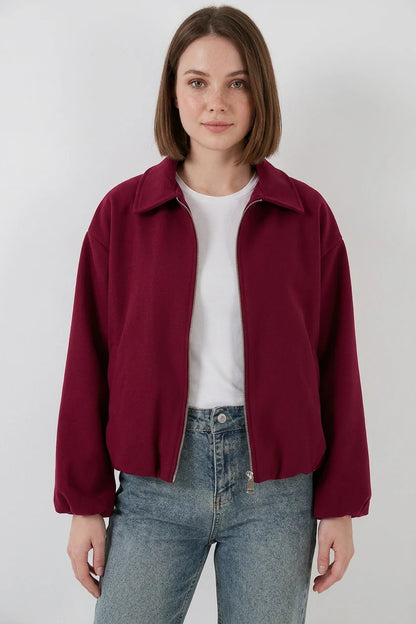 Kadın Gömlek Yaka Büzgülü Oversize Pamuklu Ceket