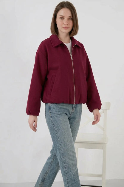 Kadın Gömlek Yaka Büzgülü Oversize Pamuklu Ceket