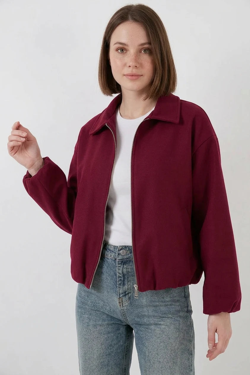 Kadın Gömlek Yaka Büzgülü Oversize Pamuklu Ceket