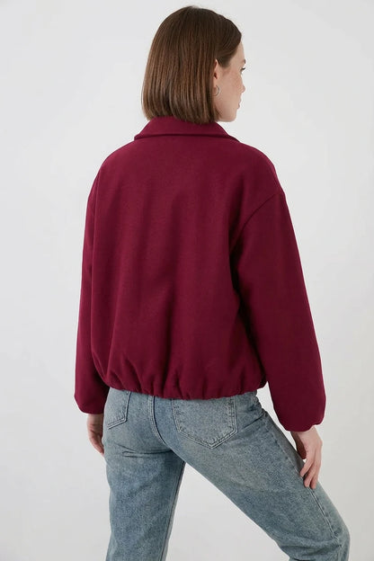 Kadın Gömlek Yaka Büzgülü Oversize Pamuklu Ceket