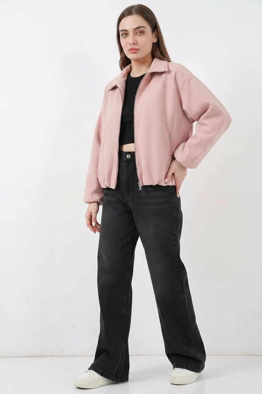 Kadın Gömlek Yaka Büzgülü Oversize Pamuklu Ceket