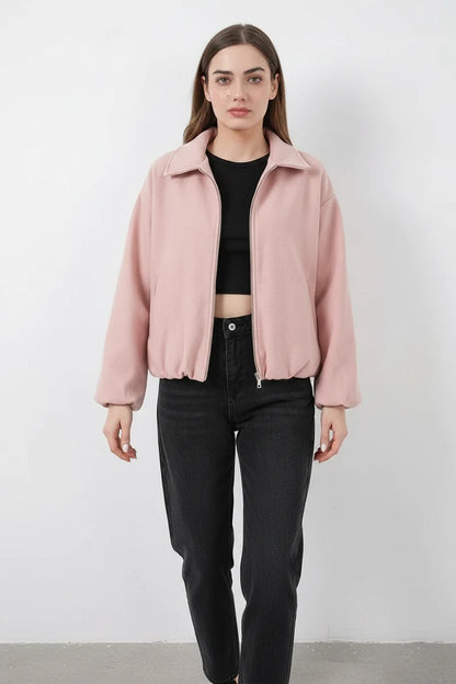 Kadın Gömlek Yaka Büzgülü Oversize Pamuklu Ceket