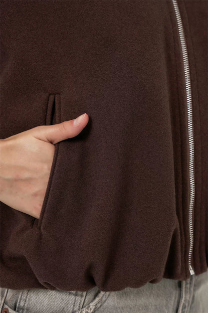 Kadın Gömlek Yaka Büzgülü Oversize Pamuklu Ceket