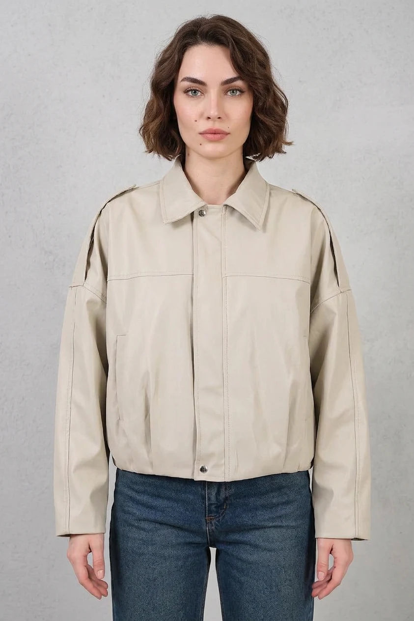 Kadın Gömlek Yaka Oversize Kesim Ceket
