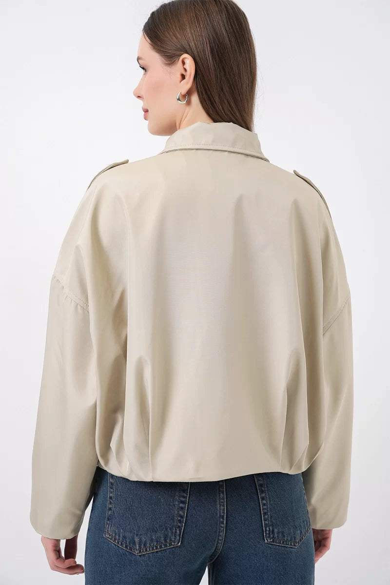Kadın Gömlek Yaka Oversize Kesim Ceket