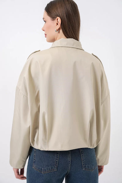 Kadın Gömlek Yaka Oversize Kesim Ceket