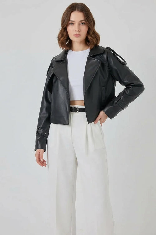 Kadın Geniş Yaka Oversize Siyah Ceket