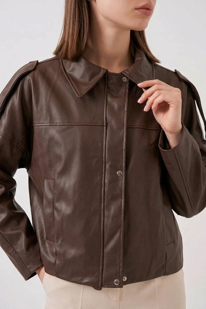 Kadın Gömlek Yaka Oversize Kesim Ceket