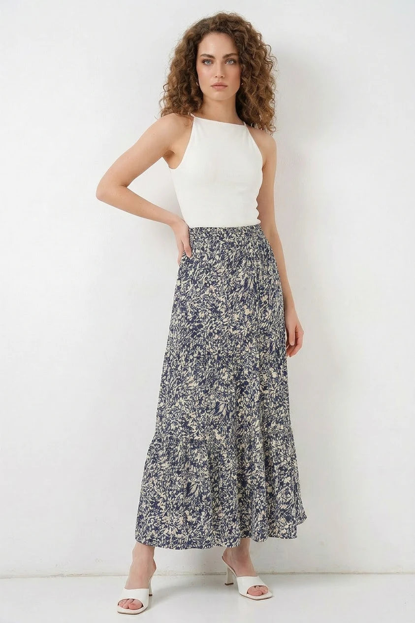 Kadın Desenli Viskon Etek
