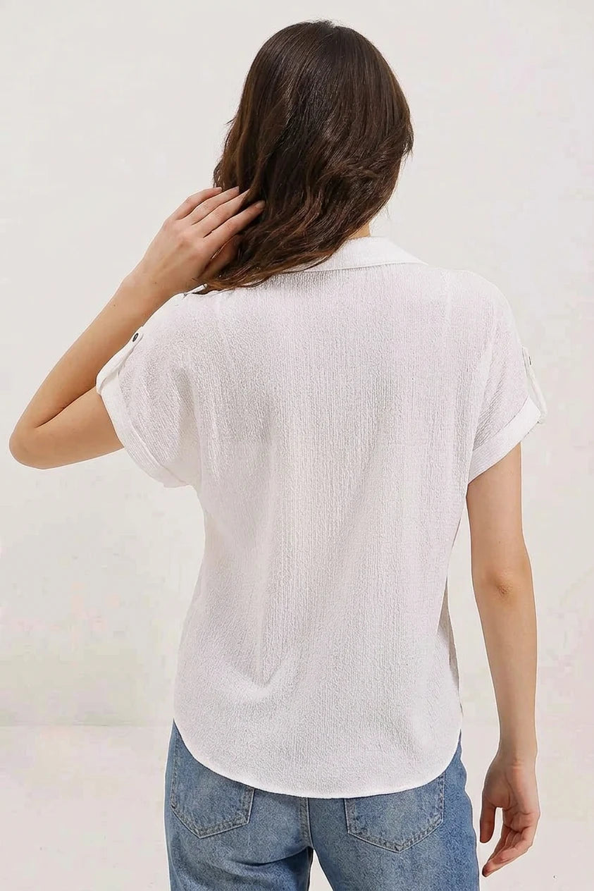Kadın Kısa Kol Oversize Gömlek