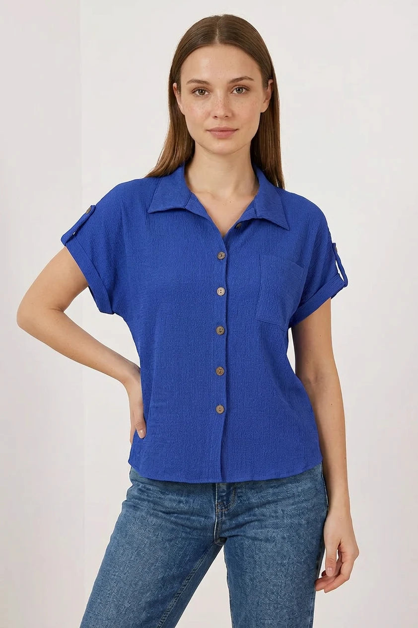 Kadın Kısa Kol Oversize Gömlek
