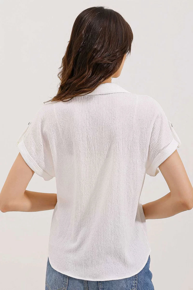 Kadın Kısa Kol Oversize Gömlek