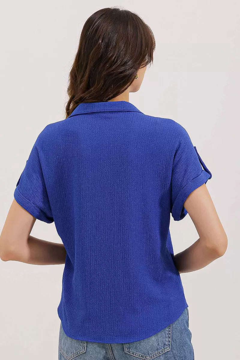 Kadın Kısa Kol Oversize Gömlek