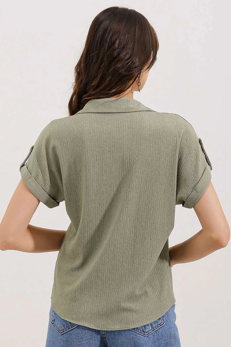 Kadın Kısa Kol Oversize Gömlek