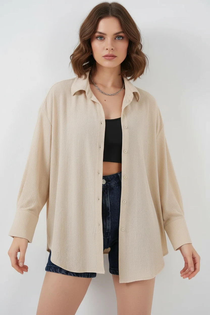 Kadın Oversize Kesim Gömlek
