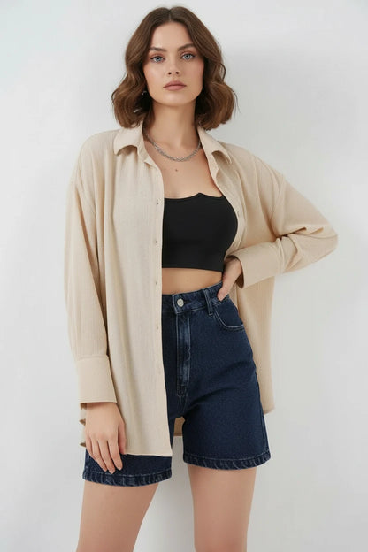 Kadın Oversize Kesim Gömlek