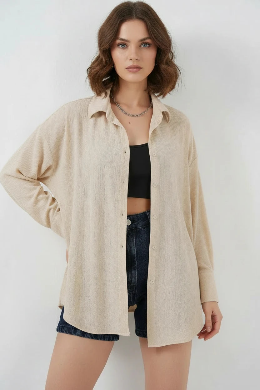 Kadın Oversize Kesim Gömlek