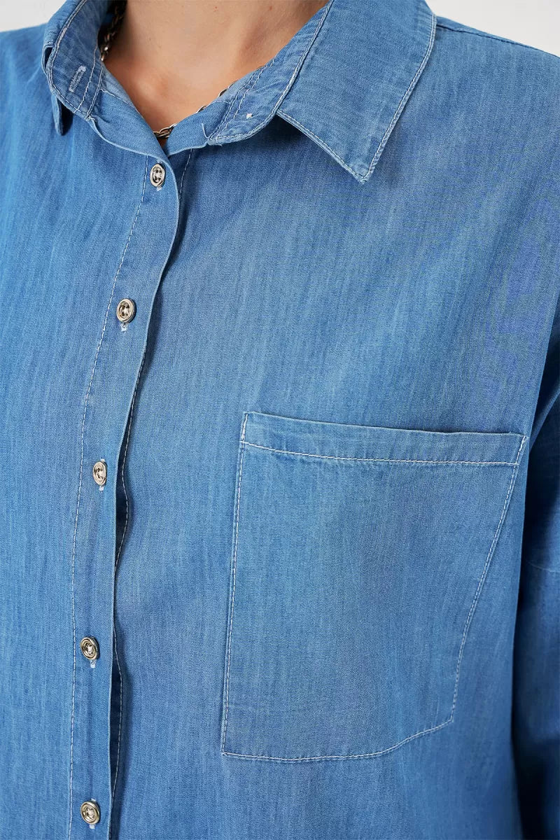 Kadın Oversize Kesim Pamuklu Gömlek