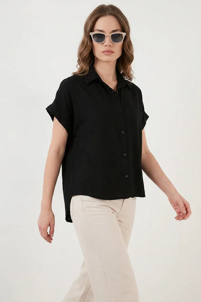 Kadın Kısa Kol Oversize Gömlek