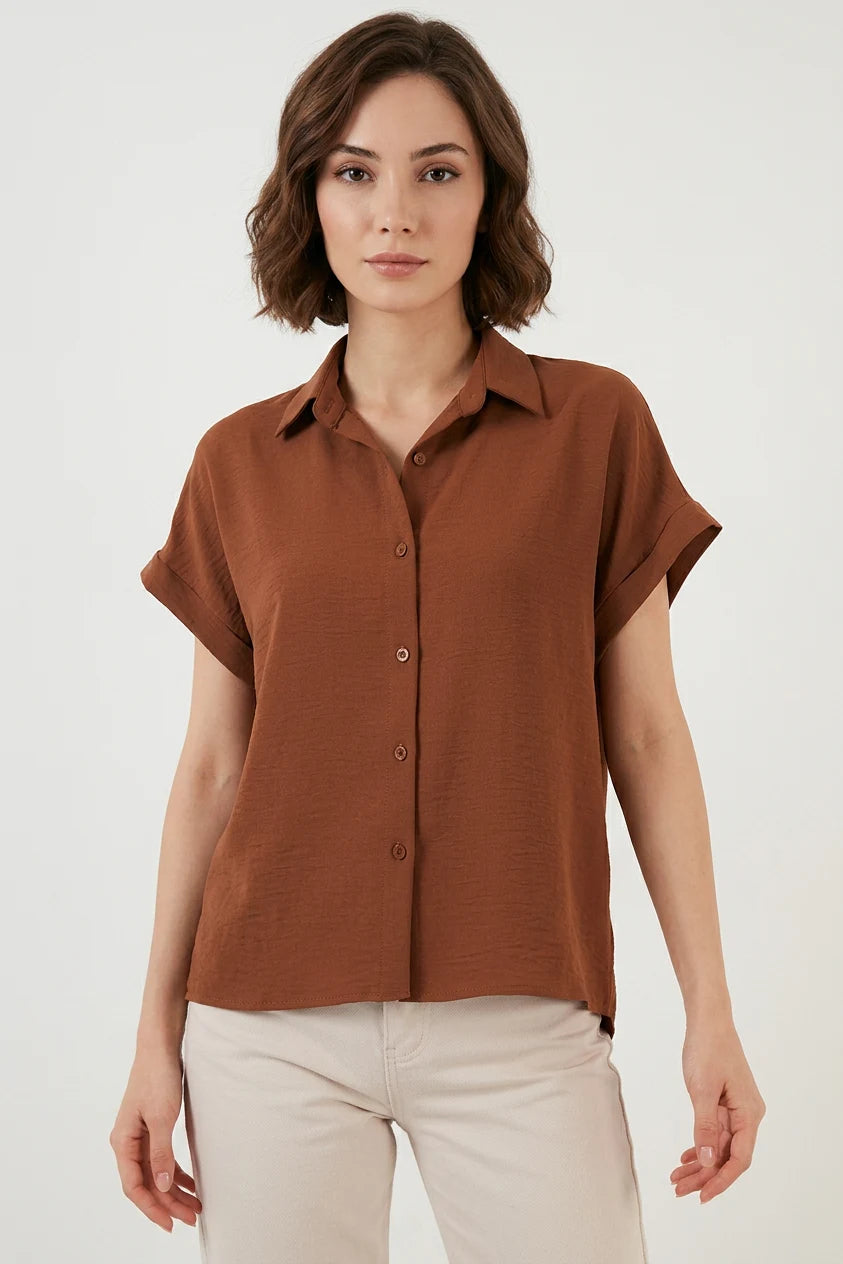 Kadın Kısa Kol Oversize Gömlek