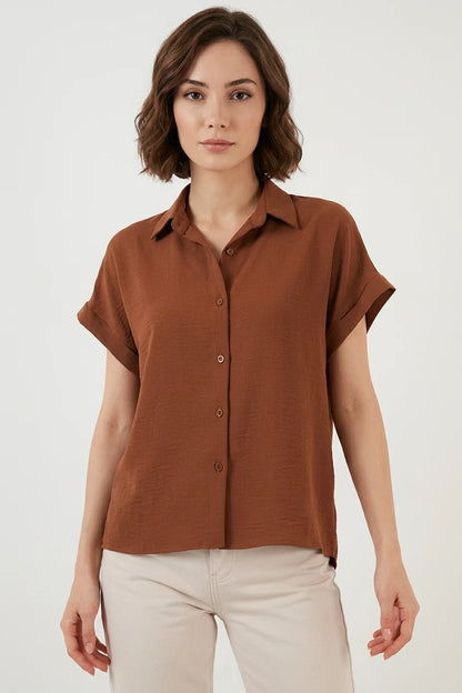 Kadın Kısa Kol Oversize Gömlek