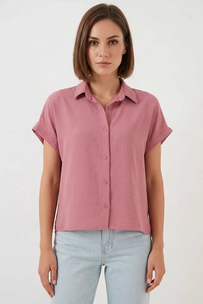 Kadın Kısa Kol Oversize Gömlek