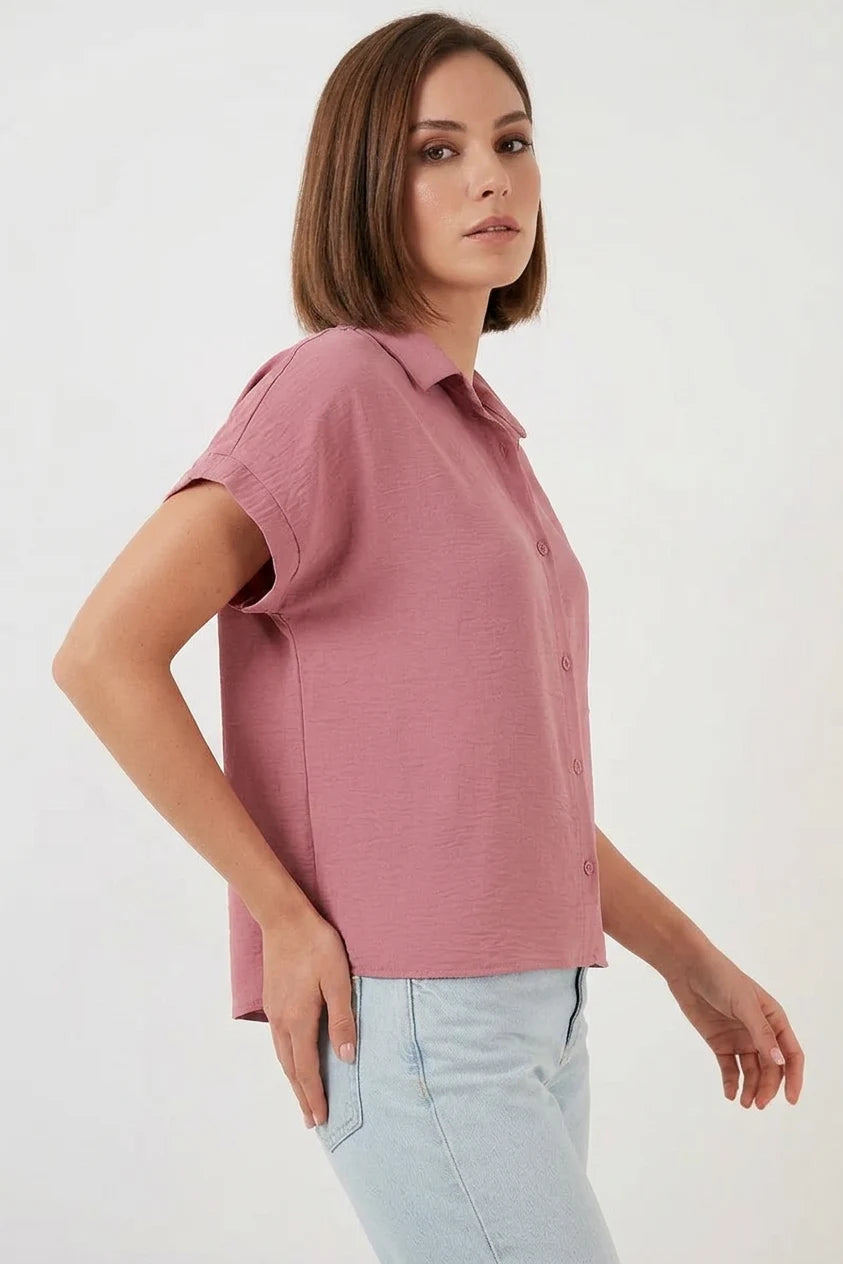 Kadın Kısa Kol Oversize Gömlek