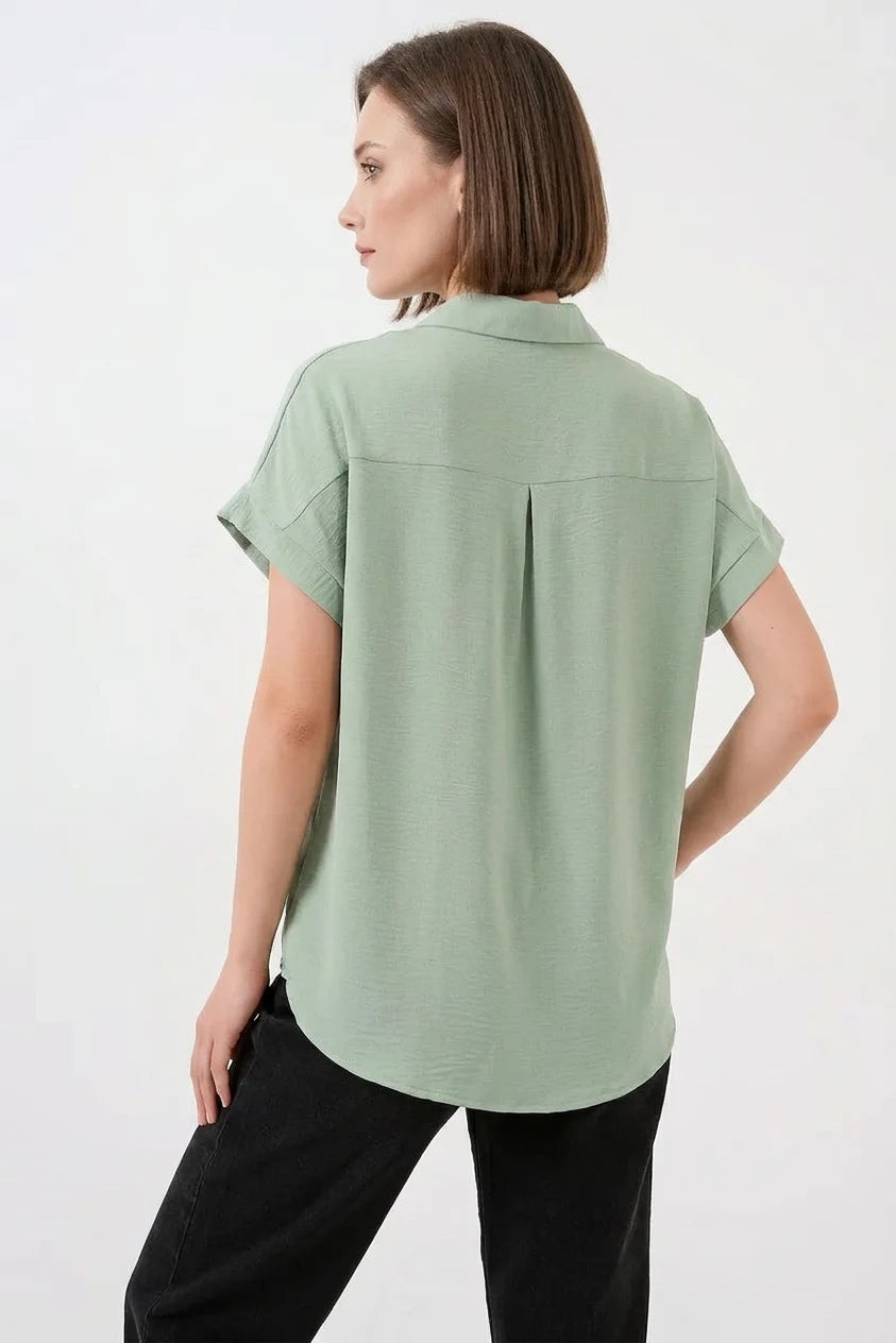 Kadın Kısa Kol Oversize Gömlek