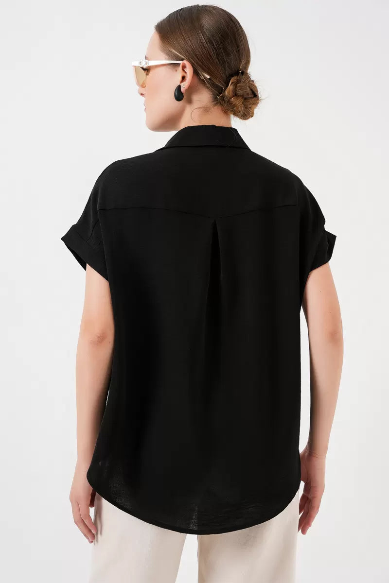 Kadın Kısa Kol Oversize Gömlek