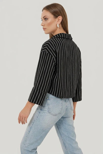 Kadın Oversize Çizgili Viskon Gömlek – Renk Seçenekleri 1