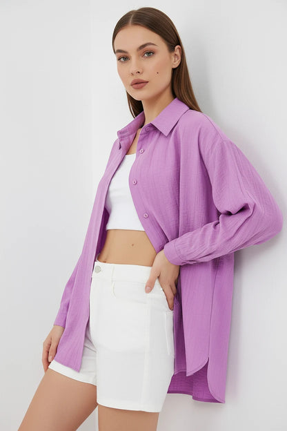 Kadın Oversize Pamuklu Gömlek