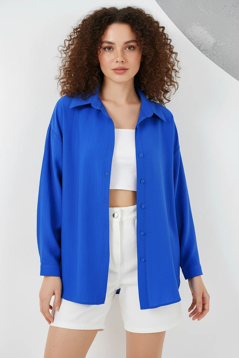 Kadın Oversize Pamuklu Gömlek
