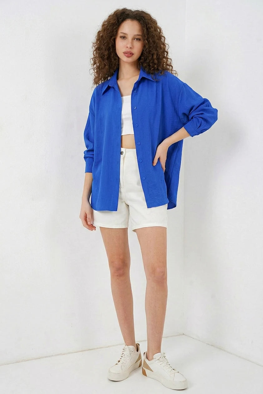 Kadın Oversize Pamuklu Gömlek