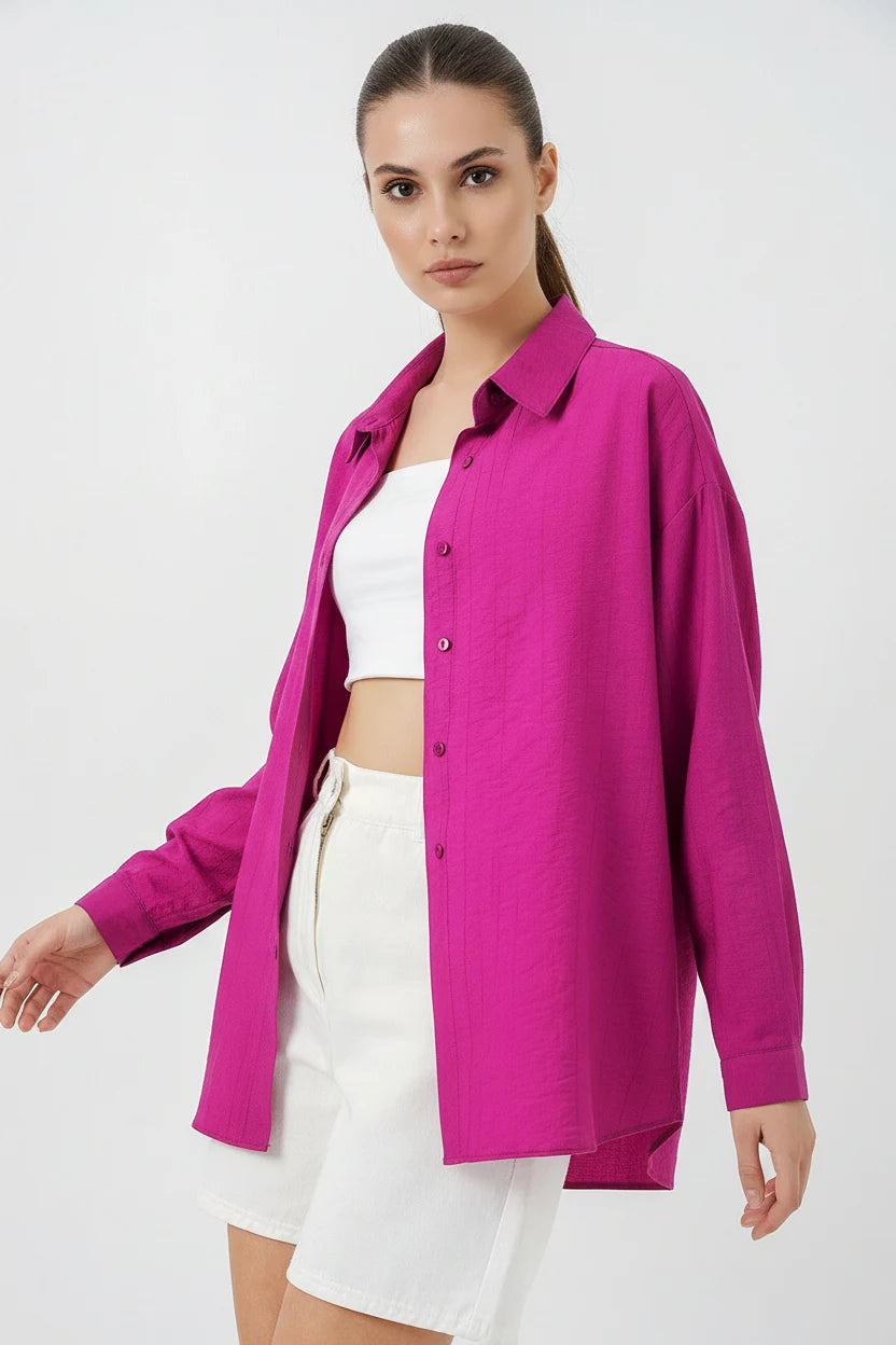 Kadın Oversize Pamuklu Gömlek
