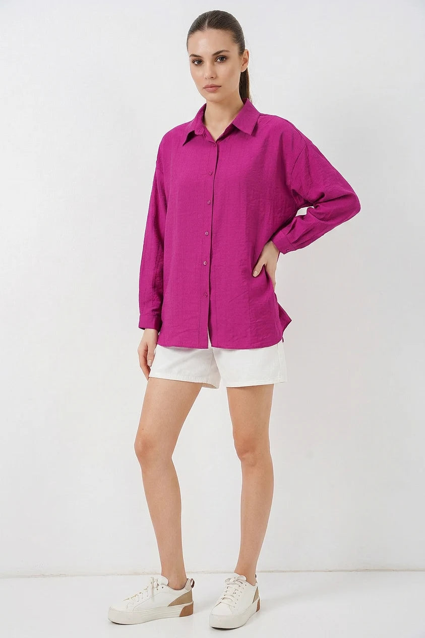 Kadın Oversize Pamuklu Gömlek