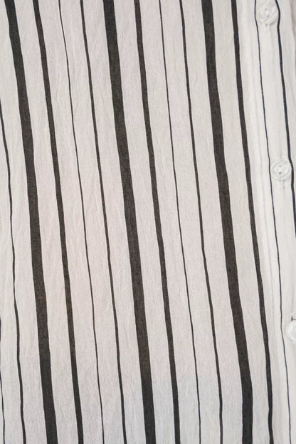 Kadın Kısa Kol Çizgili Pamuklu Gömlek