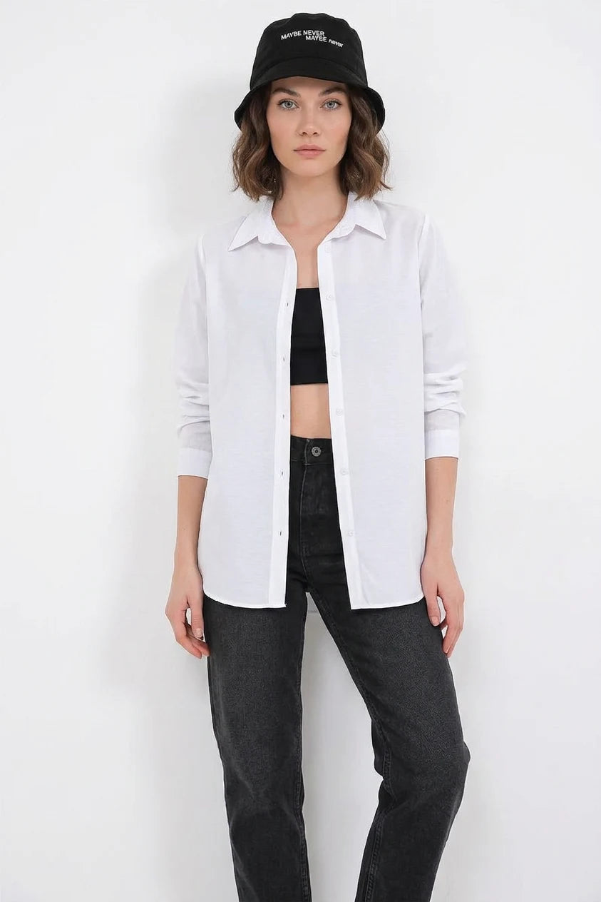 Kadın Oversize Basic Pamuklu Gömlek – Renk Seçenekleri 2