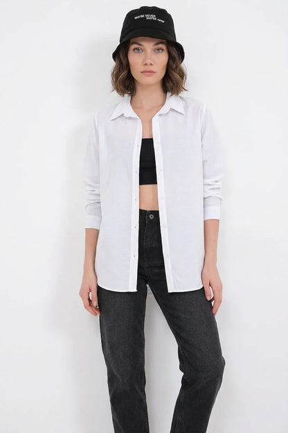 Kadın Oversize Basic Pamuklu Gömlek – Renk Seçenekleri 2