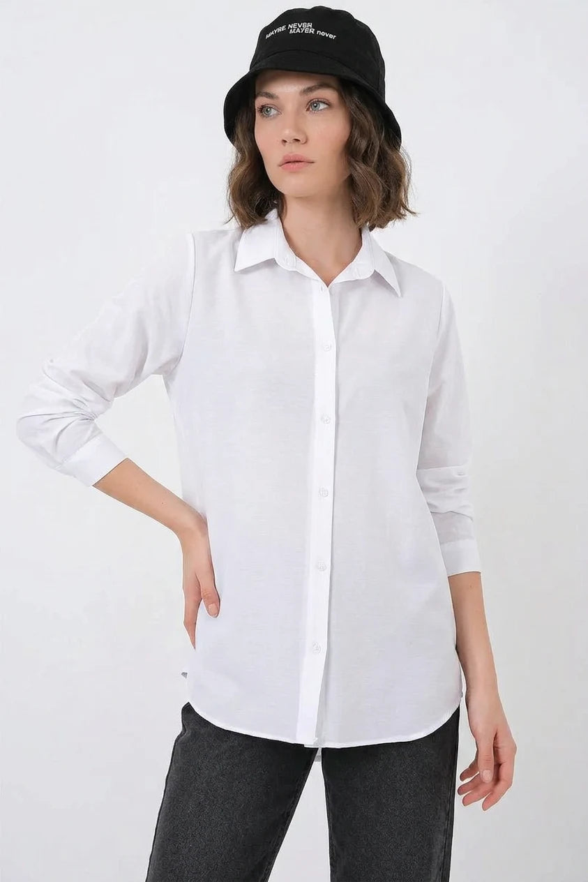 Kadın Oversize Basic Pamuklu Gömlek – Renk Seçenekleri 2