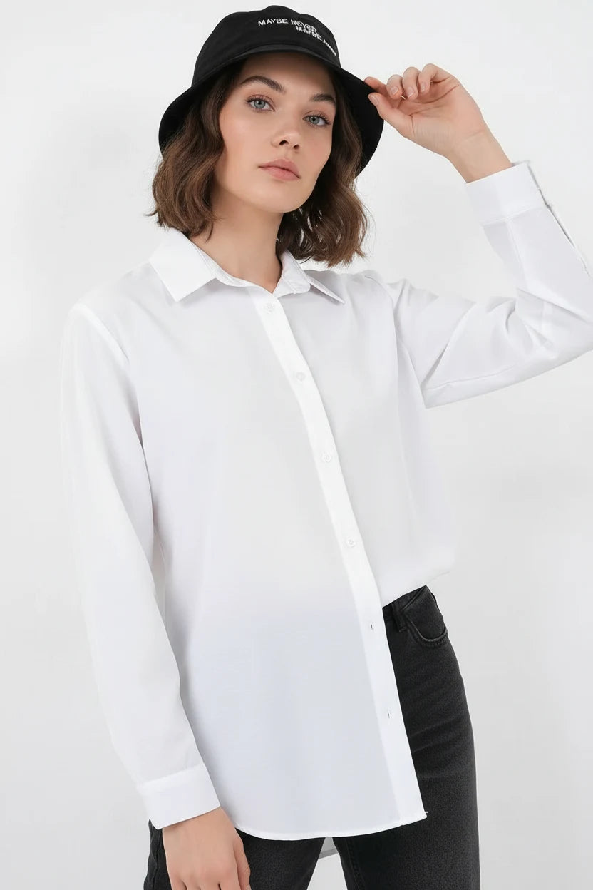 Kadın Oversize Basic Pamuklu Gömlek – Renk Seçenekleri 2