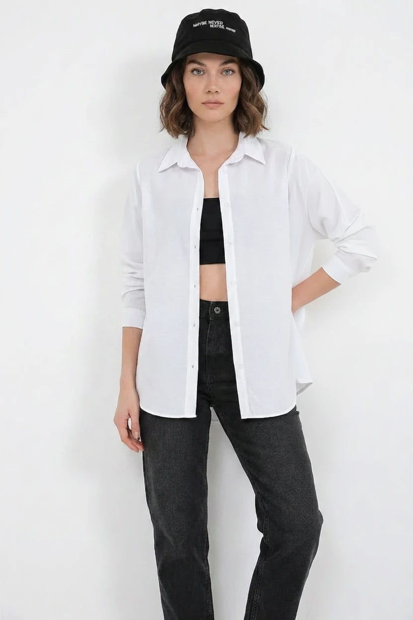Kadın Oversize Basic Pamuklu Gömlek – Renk Seçenekleri 2