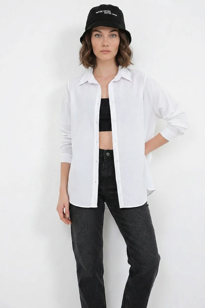 Kadın Oversize Basic Pamuklu Gömlek – Renk Seçenekleri 2