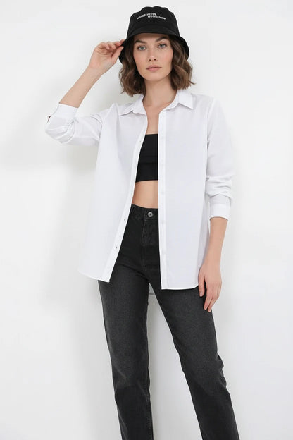 Kadın Oversize Basic Pamuklu Gömlek – Renk Seçenekleri 2