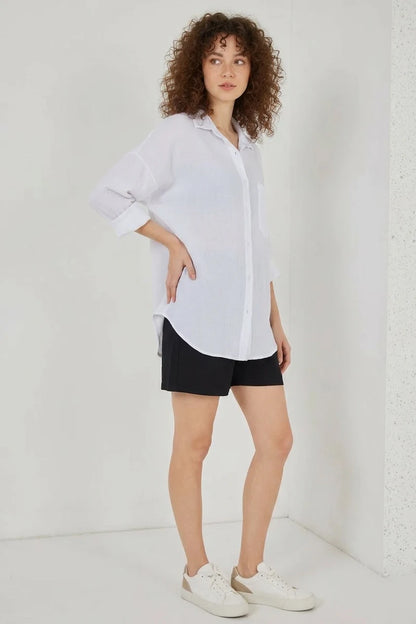 Kadın Tek Cepli Oversize Viskon Gömlek – Renk Seçenekleri 1