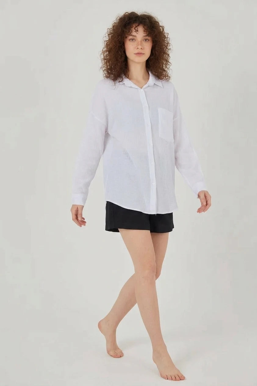 Kadın Tek Cepli Oversize Viskon Gömlek – Renk Seçenekleri 1