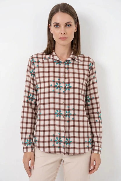 Kadın Oversize Çiçek Desenli Viskon Gömlek