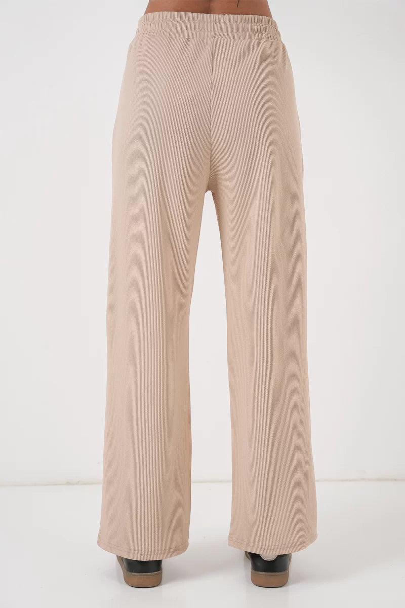 Kadın Beli İpli Fitilli Bej Pantolon