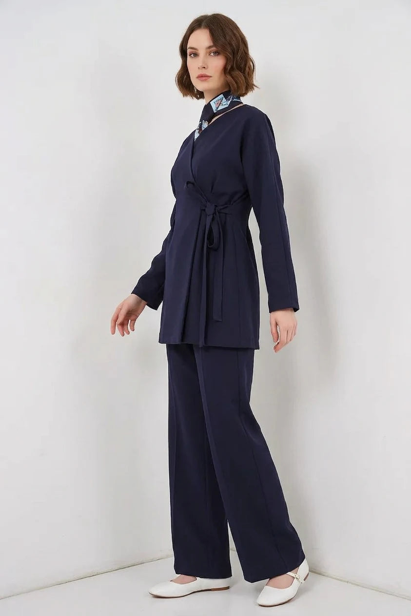 Kadın V Yaka Yandan Bağlamalı İkili Takım